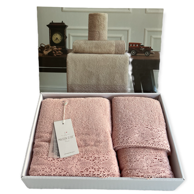 Набор полотенец Maison D'or Naturella Rosa махровые 30-50 см,50-100 см,70-140 см розовый - Фото 1 Набор полотенец Maison D'or Naturella Rosa махровые 30-50 см,50-100 см,70-140 см розовый - изображение 1