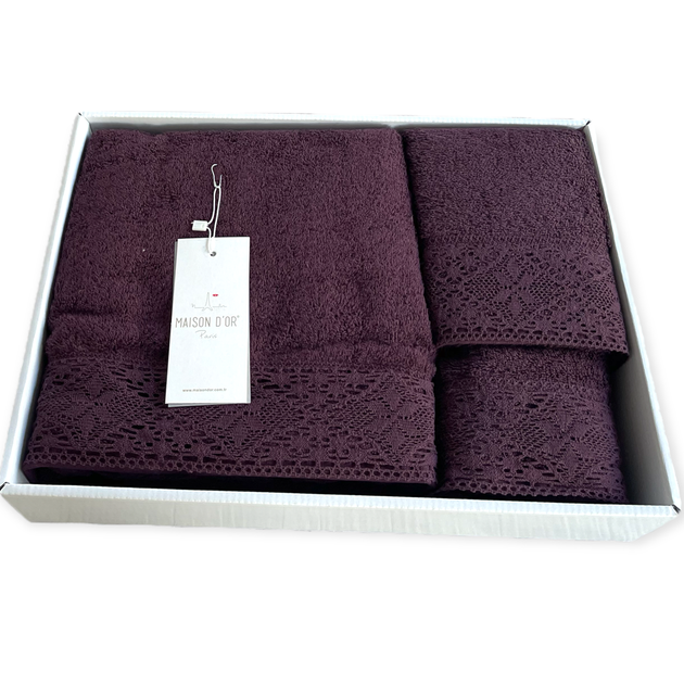 Набор полотенец Maison D'or Naturella Purple махровые 30-50 см,50-100 см,70-140 см фиолетовый - изображение 2