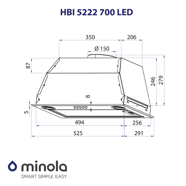 Витяжка повновбудована MINOLA HBI 5222 BLF 700 LED - изображение 10