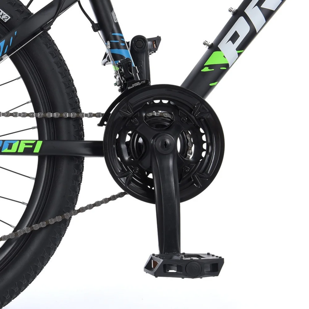 Велосипед "OPTIMAL" PROF1 G24OPTIMAL A24.4 24 д. Алюм.рама 13", SHIMANO 21SP, DB, FW TZ500, чорний-блакитний - зображення 7