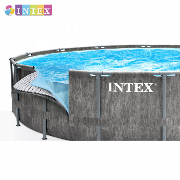 Круглый каркасный бассейн Intex 26744 NP. + лестница, насос-фильтр. Размером 549x122см, объём 24310л - Фото 3 Круглый каркасный бассейн Intex 26744 NP. + лестница, насос-фильтр. Размером 549x122см, объём 24310л - изображение 3