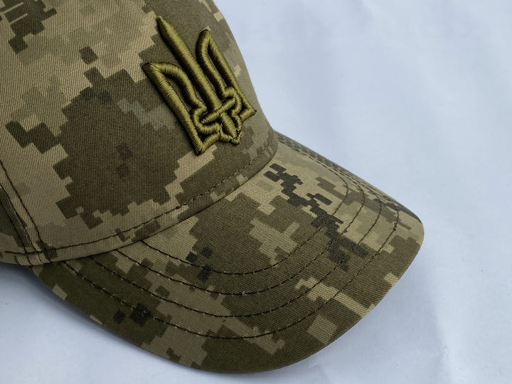 Бейсболка тактическая VladAltex ОГ 55-56 см кепка летняя с вышивкой 3D герба 419-46 пиксель зсу хаки - изображение 2