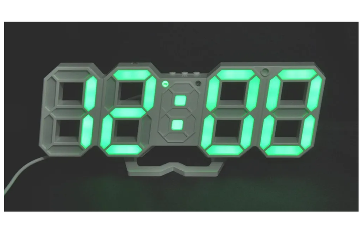 Настольные часы с термометром и будильником VST LED-6802 от USB БЕЛЫЕ с ЗЕЛЕНЫМИ цифрами - изображение 3