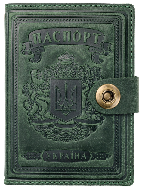 Кожаная обложка для паспорта, загранпаспорта Villini 001 Зеленый – фото ...