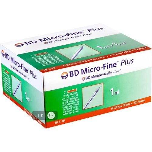 Шприц BD Micro-Fine інсуліновий 1 мл U-100 29 G (0,33 x 12,7 мм) 100 шт - изображение 1