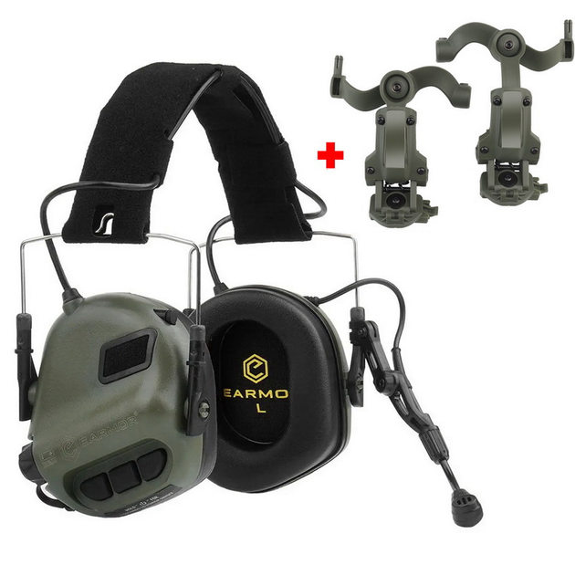 Активные наушники для стрельбы с микрофоном гарнитурой Earmor M32 + Крепление Premium на каску шлем (150202) - изображение 1