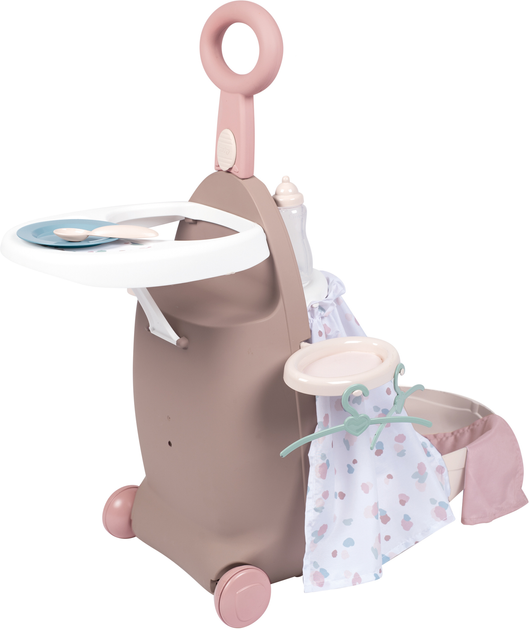 Zestaw do gry Smoby Toys Baby Nurse Składana walizka 3 w 1 Szaro-różowa (7600220374) - obraz 1
