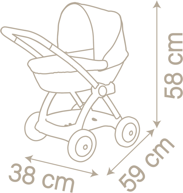 Коляска Smoby Baby Nurse Модерн Люлька з кошиком Рожева пудра (254118) (3032162541180) - зображення 3