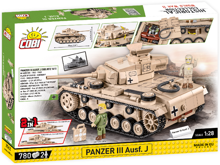 Klocki konstrukcyjne Cobi II Wojna Światowa Czołg Panzer III 780 elementów (COBI-2562) - obraz 2