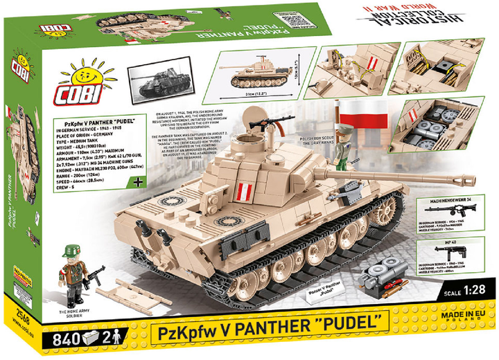 Klocki konstrukcyjne Cobi Czołg Panther V - Pudel 1:28 840 elementów (COBI-2568) - obraz 2