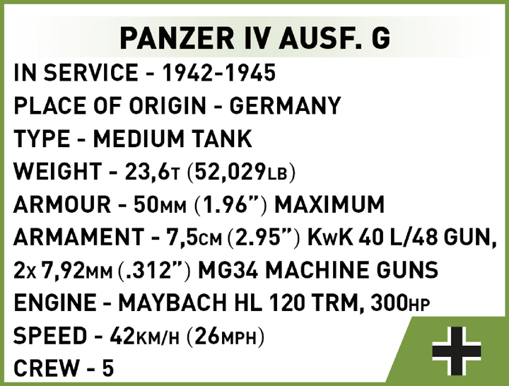 Klocki konstrukcyjne Cobi II Wojna Światowa Czołg Panzer IV 390 elementów (COBI-2714) - obraz 4