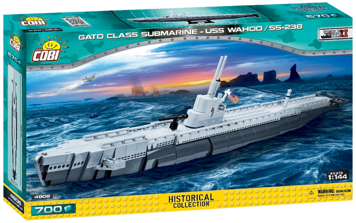 Klocki konstrukcyjne Cobi World Of Ships Okręt podwodny Wahoo SS-238 700 elementów (COBI-4806) (5902251048068) - obraz 1