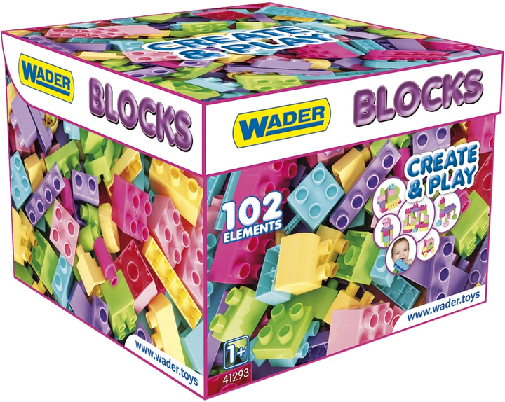 Klocki konstrukcyjne Wader Create & Play 102 elementy Różowy (41293) (5900694412934) - obraz 1