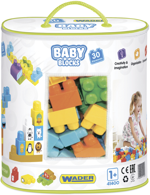 Klocki konstrukcyjne Wader Baby Blocks Moje pierwsze klocki 30 elementów w torebce (41400) - obraz 1