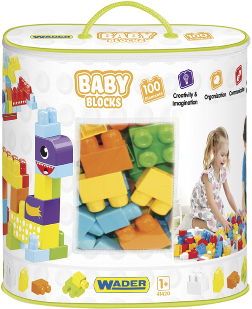 Klocki konstrukcyjne Wader Baby Blocks Moje pierwsze klocki 100 elementów w torebce (41420) (5900694414204) - obraz 1