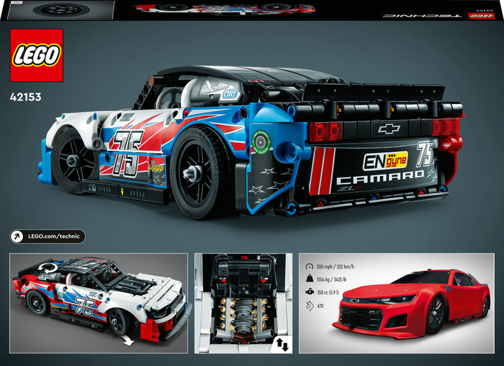 Конструктор LEGO Technic NASCAR Next Gen Chevrolet Camaro ZL1 672 деталі (42153) - зображення 10