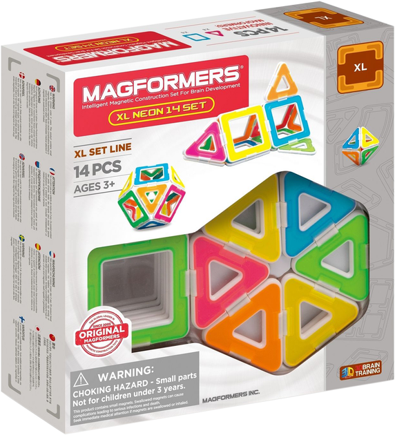 Klocki magnetyczne Magformers Neon XL 14 elementów (706005) (8809465534240) - obraz 1