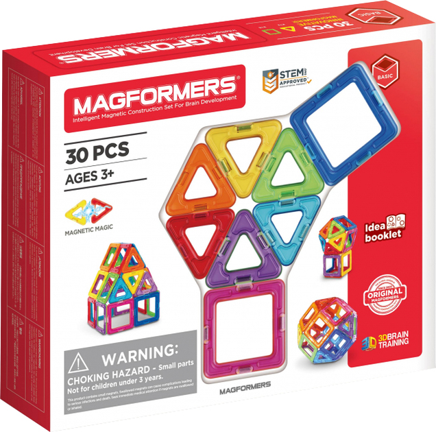 Klocki magnetyczne Magformers Podstawowy zestaw 30 elementów (701005) (8809134360019) - obraz 1