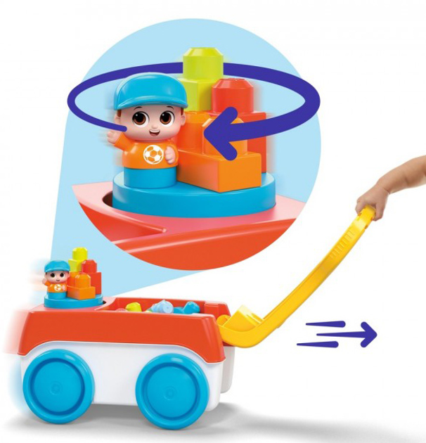 Klocki konstrukcyjne Mega Bloks Wózek z klockami Buduj i kręć (HHN00) - obraz 4