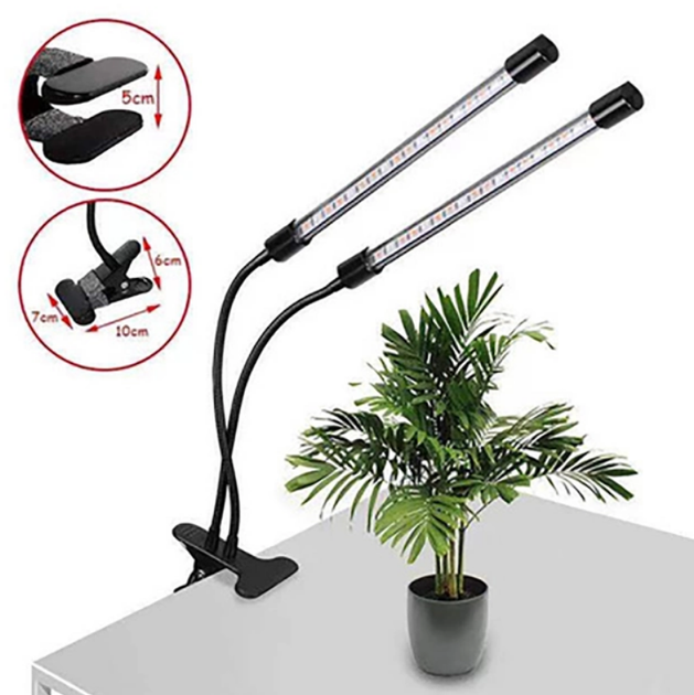 Світлодіодна led лід Фітолампа для рослин 2 гілки Plant Grow Leight з таймером - зображення 8