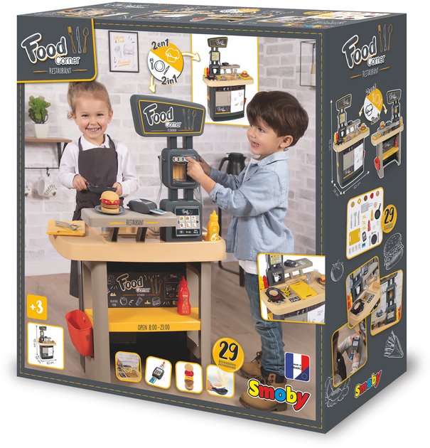 Інтерактивний ресторан Smoby Toys 2 в 1 Бургер Хаус 29 аксесуарів (310910) (3032163109105) - зображення 16