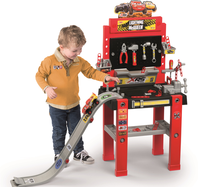 Ігровий набір Smoby Toys "Cars. Майстерня" з машинкою 94 аксесуари 110 х 34 х 110 см (360722) (3032163607229) - зображення 3