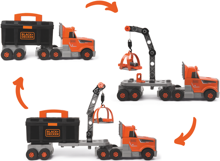Zestaw do gry Smoby Toys Black+Decker Truck z narzędziami, walizką, dźwigiem i akcesoriami (360175) - obraz 3