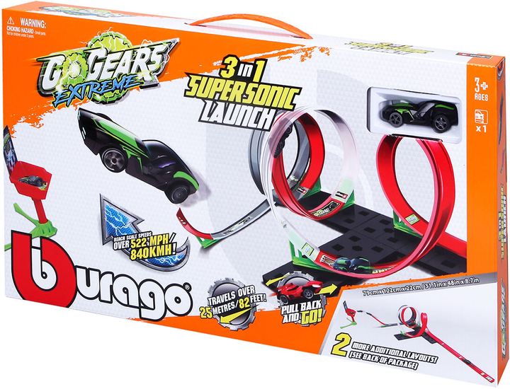 Ігровий набір Bburago GoGears Extreme «Надзвуковий запуск 3 в 1» (18-30533) - зображення 4
