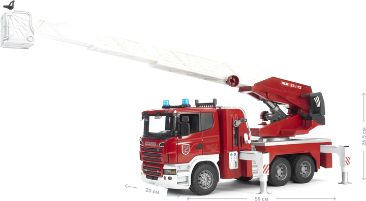 Zabawka Bruder Duży wóz strażacki Scania R-series z drabiną M1:16 (03590) - obraz 2