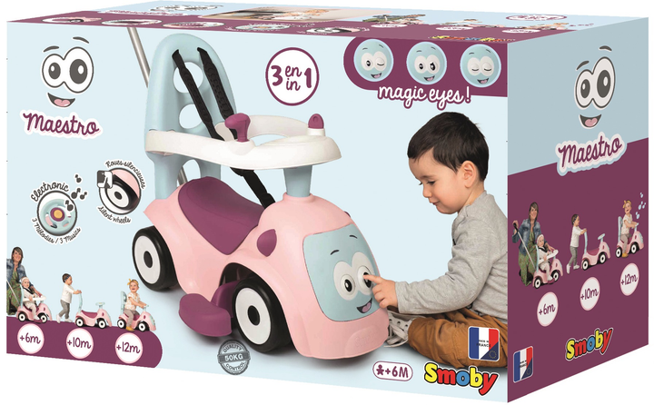 Jeździk Smoby Toys Maestro Kolejka górska 3 w 1 z efektami dźwiękowymi różowy (7600720305) - obraz 3