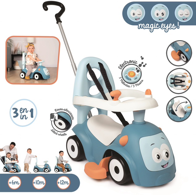 Jeździk Smoby Toys Maestro 3 w 1 kolejka górska z efektami dźwiękowymi niebieski (7600720304) - obraz 3