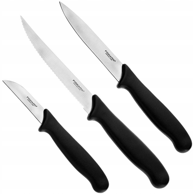 Ножі кухонні Fiskars Essential 3 шт. – купити онлайн на ROZETKA