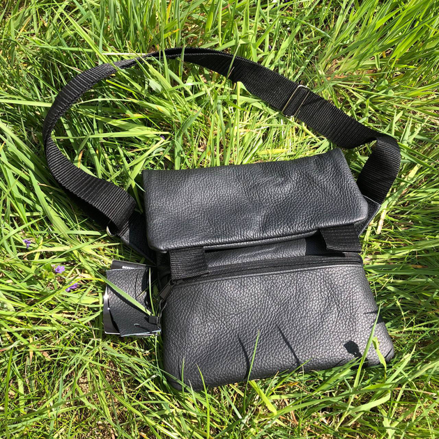 Тактическая кожаная сумка с кобурой, мужской мессенджер, барсетка Черный - изображение 2