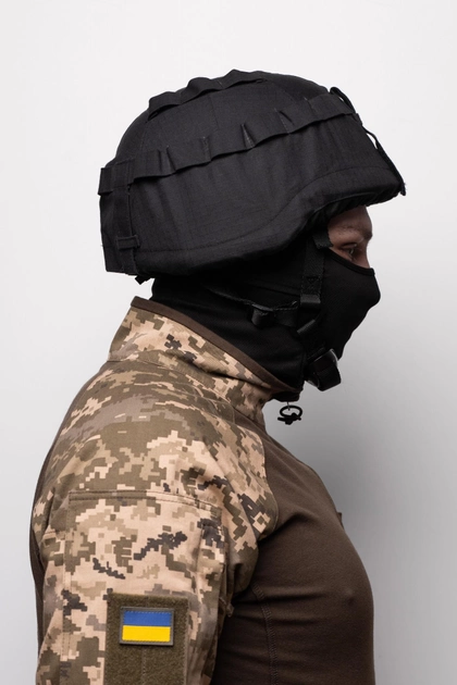Кавер на каску МИЧ с креплением для очков шлем маскировочный чехол на каску Mich армейская Чорний - изображение 2