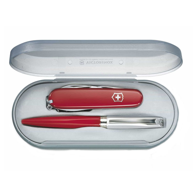 Набір Victorinox (мультитул Classic SD + ручка Caran d'Ache BP), в футлярі, червоний 4.4321.2 - изображение 1