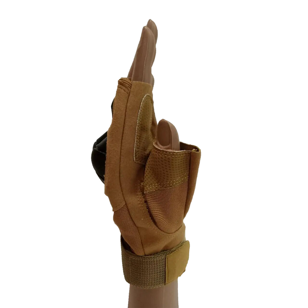 Рукавички тактичні без пальців із захистом (р. L), хакі - зображення 2
