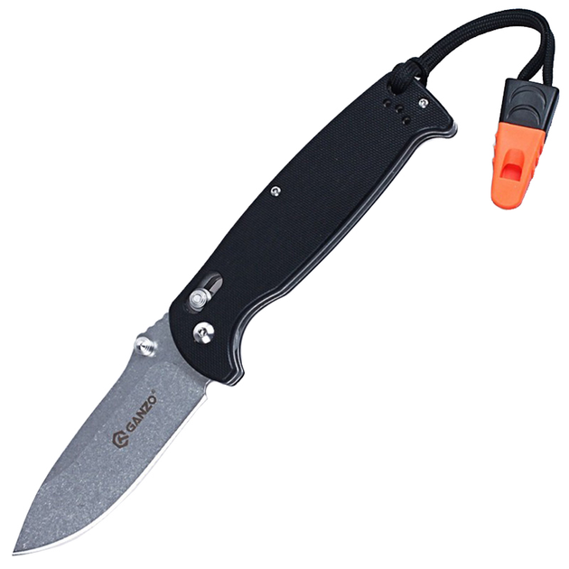 Нож складной Ganzo G7412-WS (длина: 205мм, лезвие: 89мм, сатин), черный - изображение 1
