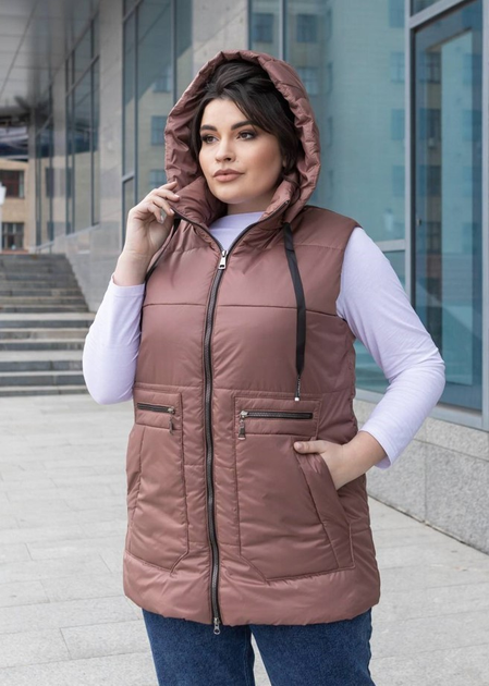 Женский теплый жилет удлиненный в стиле оверсайз больших размеров MODA ...