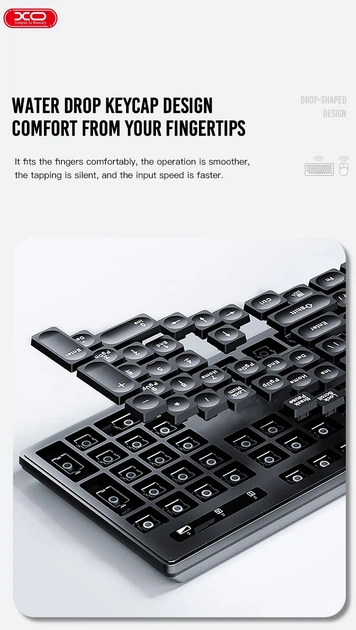 Беспроводная клавиатура с мышью XO KB-02 black - изображение 6