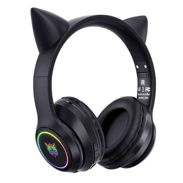 Беспроводные игровые наушники с кошачьими ушками Onikuma B90 с RGB ...