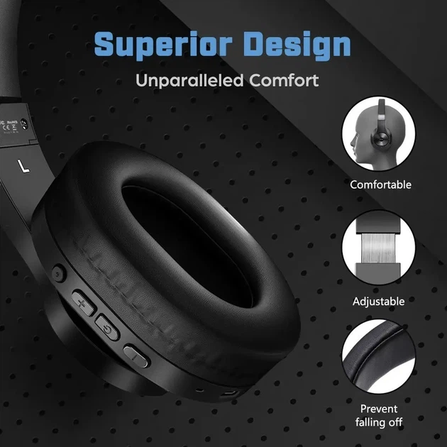 Бездротові накладні стерео навушники OneOdio JS18 з мікрофоном Bluetooth навушники Чорний - Фото 8 Бездротові накладні стерео навушники OneOdio JS18 з мікрофоном Bluetooth навушники Чорний - зображення 8