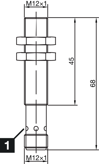 Індуктивний датчик М12, 200mA, NPN/NC, роз'єм M12 , Sn = 4mm, 2000Hz, схований, L=68mm, 213302 / INS-M12-B04NO-B3 Di-soric - зображення 2