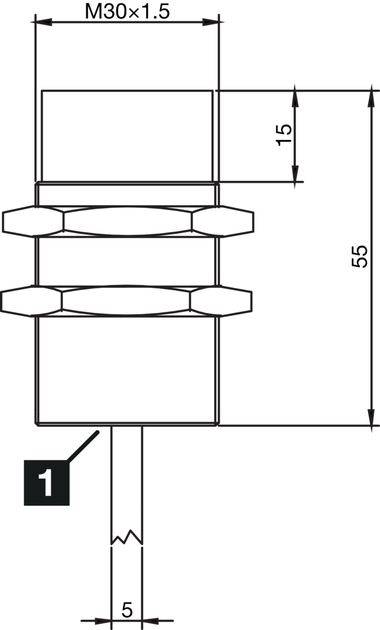 Индуктивный датчик М30, PNP, 200mA, NO, кабель 2м, Sn=25мм, выступающий, 240Hz, 55мм, 213175 INS-M30-N25PS-2C - изображение 2