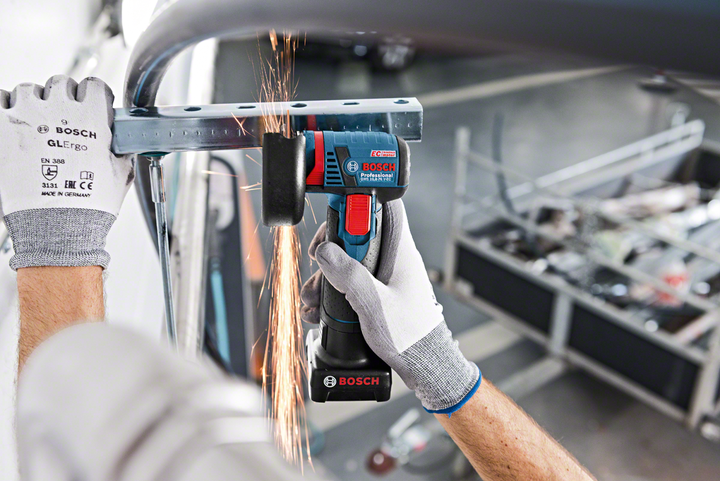 Аккумуляторная угловая шлифмашина Bosch Professional GWS 12V-76, 2 x GBA 12V3.0Ah аккумуляторы, зарядное устройство GAL 12V-40, L-boxx 102 + 3 диска (06019F200B) - изображение 9