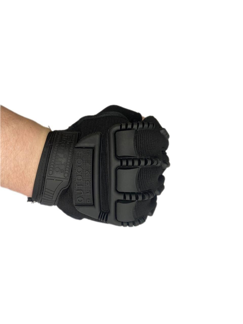 Тактические перчатки без пальцев черные - изображение 1