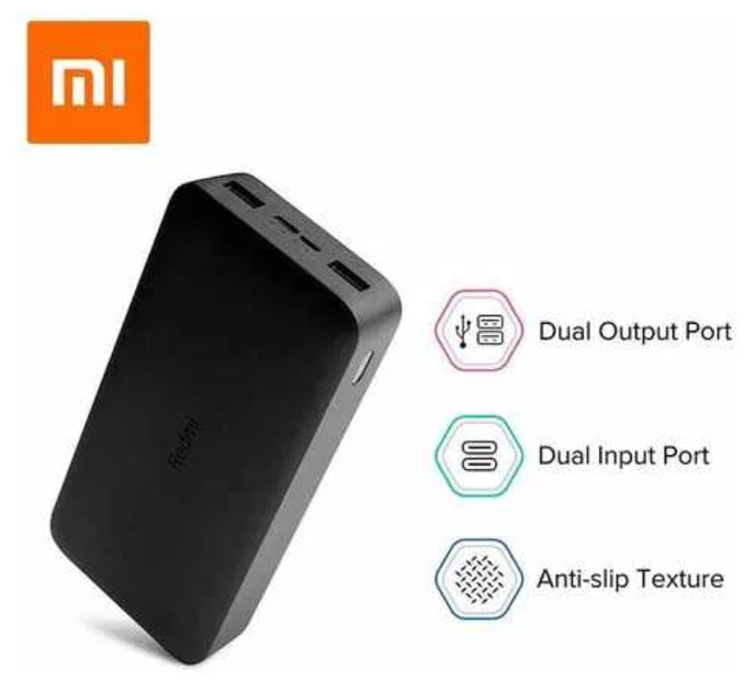 УМБ Павербанк, внешний аккумулятор Xiaomi Redmi Power Bank 20000mAh 2xUSB QC3.0 18W PB200LZM Black (VXN4304GL) - Фото 5 УМБ Павербанк, внешний аккумулятор Xiaomi Redmi Power Bank 20000mAh 2xUSB QC3.0 18W PB200LZM Black (VXN4304GL) - изображение 5