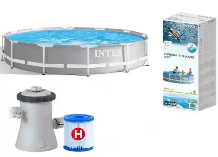 Круглый каркасный бассейн Intex, 305 x 76 см, объем 4 485 литра, картриджный насос-фильтр - изображение 8