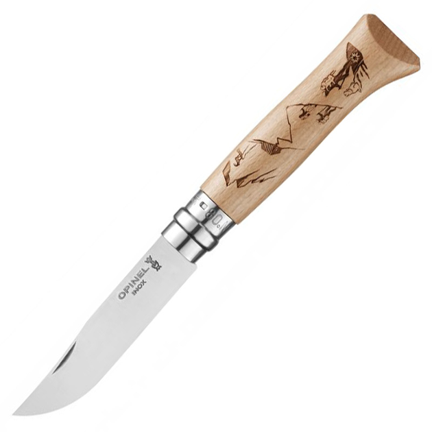 Нож складной Opinel №8 VRI Hiking (длина: 190мм, лезвие: 85мм), бук - изображение 1