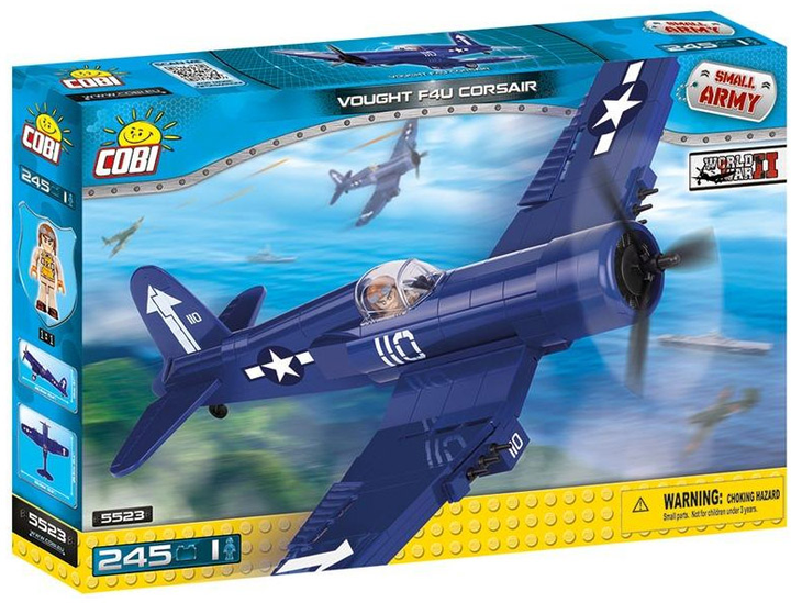 Klocki konstrukcyjne COBI II Wojna Światowa Samolot Chance-Vought F4U Corsair, 245 elementów (COBI-5523) - obraz 1