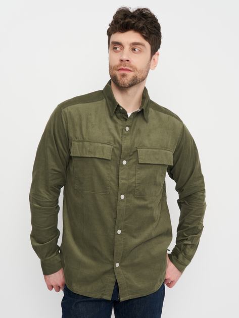 Рубашка хлопковая мужская Jack Wolfskin Nature Shirt M 1403571-4550 S Серая с оливковым (4064993526929) 